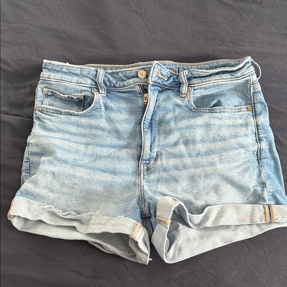 American Eagle Light Blue Denim Women's Shorts size: US 12 : stretch